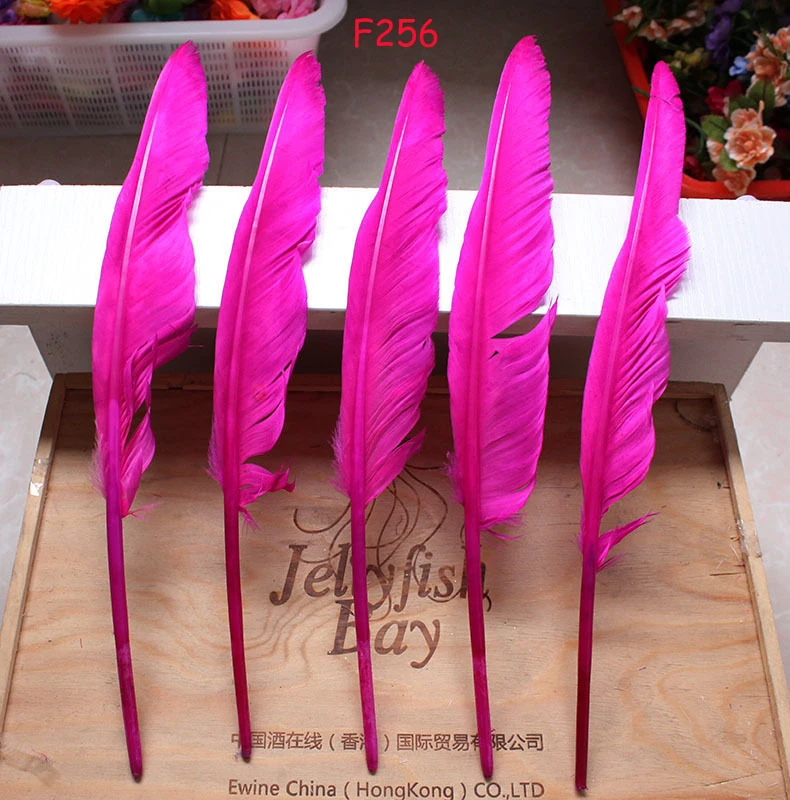 Wholesale 100pcs goose feather humpback 30-35cm/12-14inch /Mei red