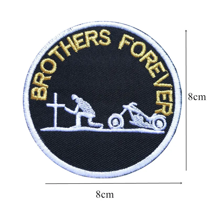 8CM Embroidery Sew Iron On Letter Patch Brother Forever Commemoration Badges Cross For Bag Jeans Hat T Shirt DIY Appliques Craft