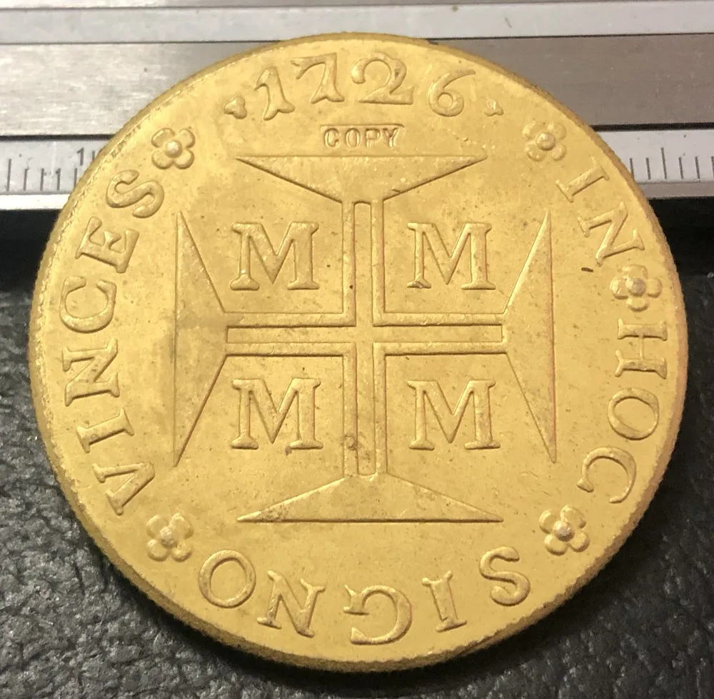 لطيفة 1726 M البرازيل 20 000 ريس-جواو V نسخة 22K الذهب عملة