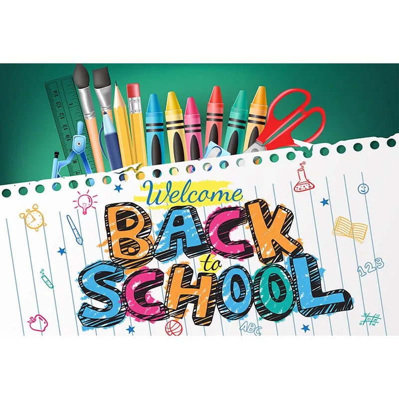  Welcome Back to School Photo Booth Background Notebook Blackboard Photography Backdrops Party Decorate Supplies 915