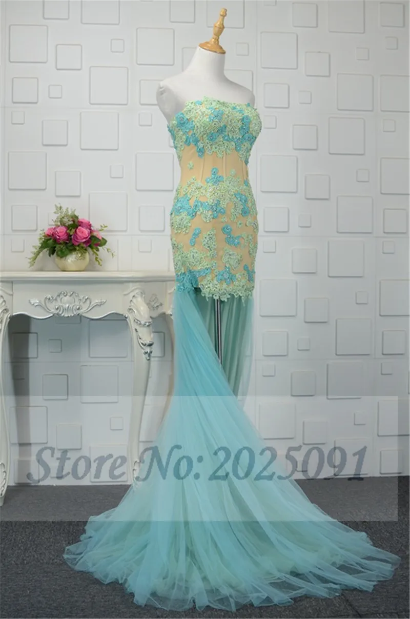 Mới Hình Ảnh Thật Dài Dạ Hội Đầm Hi Lo Homecoming Đầm Suông Voan Phối Ren Appliques Dạ Hội Vestidos De Noiva 2018