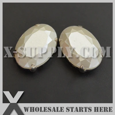 

10x14mm Mounted J2 Ivory Pearl Oval Acrylic Rhinestone in Silver NICKEL Sew on Setting,Pointed Back,DHL Free Shipping