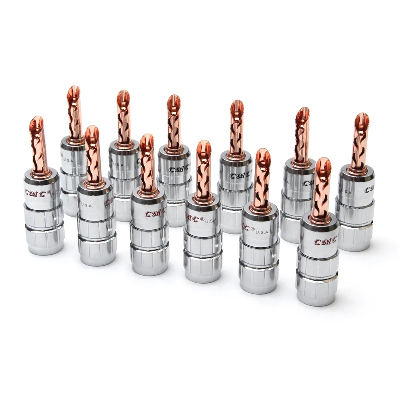 12PCS Gold Plated Copper Solid Banana Plug Set For Audio Speaker Amplifier Female Connectors Plug Cable Wire Adapters