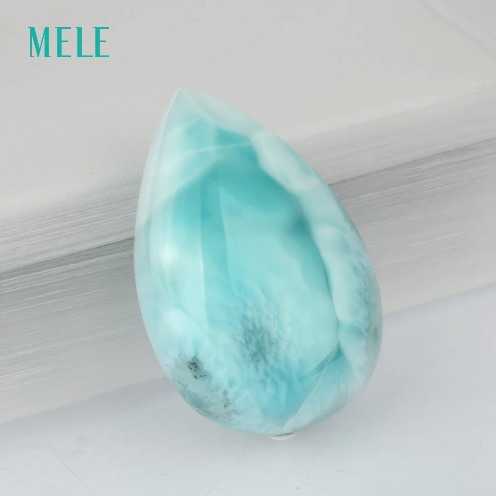 Natural blue larimar stone, 9.6 gram in pears shape 34mm*23mm, big loose stone and blue color, best gift for grandparents