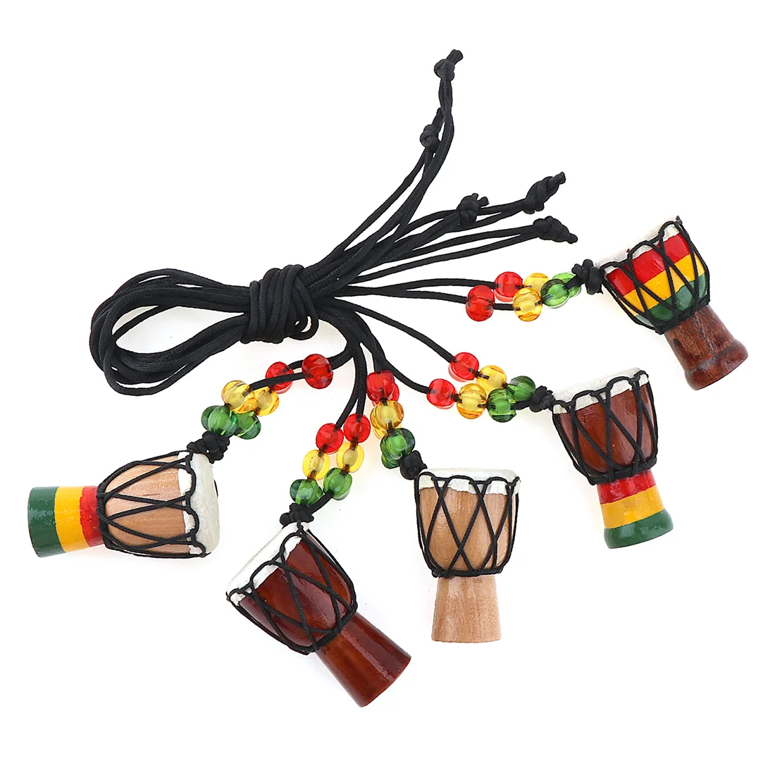 5pcs Mini Lightweight Individuality Djembe Pendant Percussion Musical Instrument Necklace African Hand Drum Accessories Toy