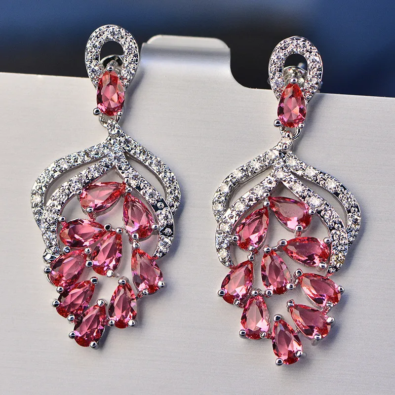 

Vintage Drop Earrings For Women 925 Sterling Elegant Temperament Fengyang Flower Cubic Zirconia Eardrop Fine Jewelry
