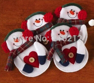 

Christmas &Santa Kitchen Cutlery Suit Holders Porckets Knifes and Folks Bag Snowman Shaped