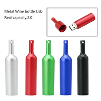 New Key Chain Red Black Metal Wine Bottle Usb Flash Drive Disk Memory Stick 4GB 8GB 16G 32GB Pendrive Pen Drive Top Mini Storage