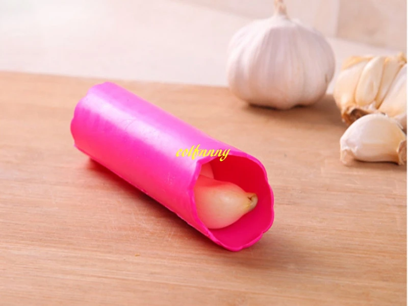 200pcs/lot Fast shipping Magic Silicone Garlic Peeler Peel Easy Kitchen Tool Random color 13x3cm