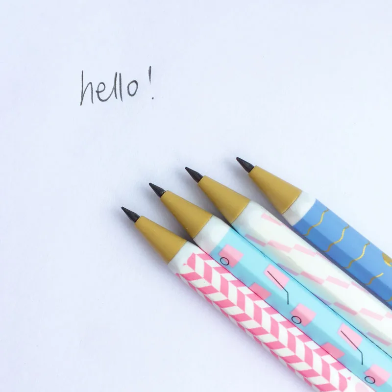 3 Pcs Fresh Pastel Dots Wave Striped Press Automatic Mechanical Pencils School Office Supply Stationery 2.0mm