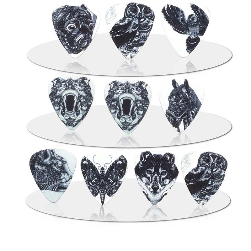 SOACH 10PCS 0.46mm high quality guitar picks two side pick Black and white animal picks Mix picks Guitar accessories for base