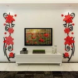 Flower Vine Acrylic Crystal 3D Wall Stickers, TV Background, DIY Art Wall Decor, Living Room, Bedroom, Creative Home Decoration