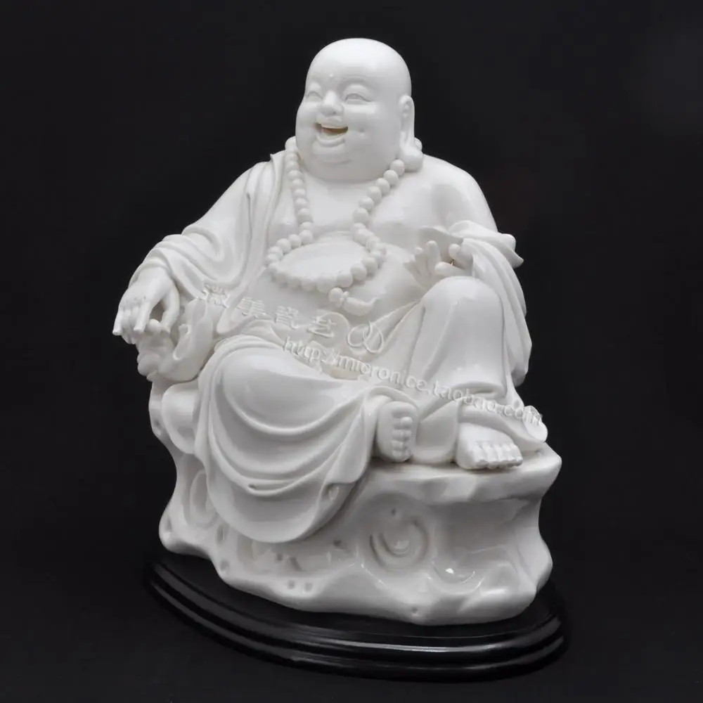 Dehua porcelain 12 inch tuobao beads to sit Maitreya stone Buddha Buddhist home decoration decoration of high-grade large entran