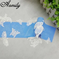 Aomily Lace Butterfly Wedding Cake Silicone Beautiful Lace Fondant Mold Mousse Sugarcraft Icing Mat Pad Pastry Baking Tool