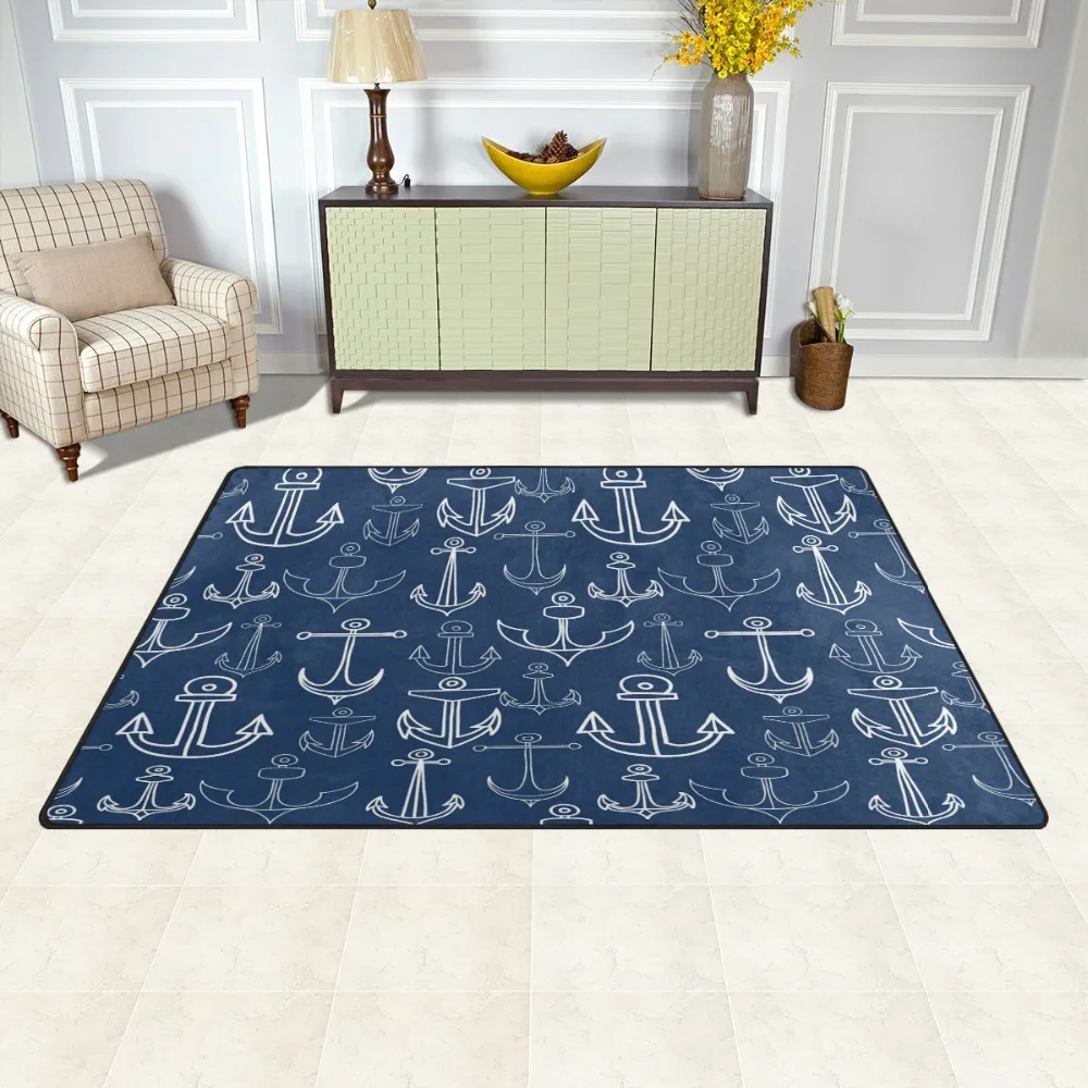 European Anchors Print Floor Mat Carpet Multi-size Decor Water Absorption Doormat For Living Room Bedroom Rug Non-slip Tapetes