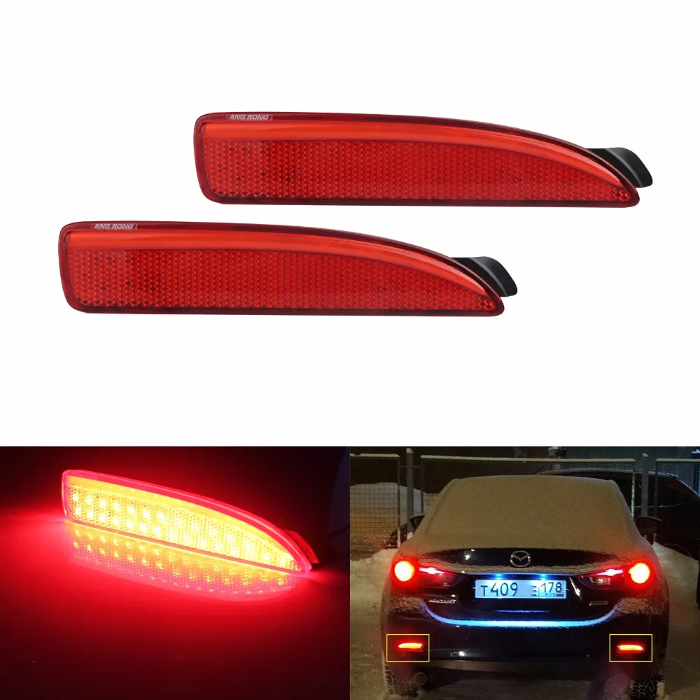 

ANGRONG Red Rear Bumper Reflector LED Tail Stop Light DRL(CA240) For Mazda 6 Atenza 2013+ Mazda3 4D
