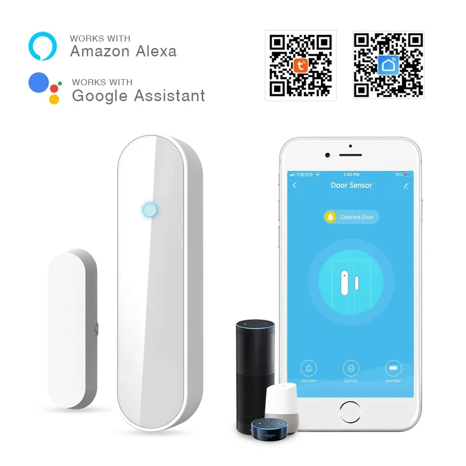 

Tuya wifi Intelligent door and window alarm APP remote monitoring door magnetic anti-theft alarm with door opening notice