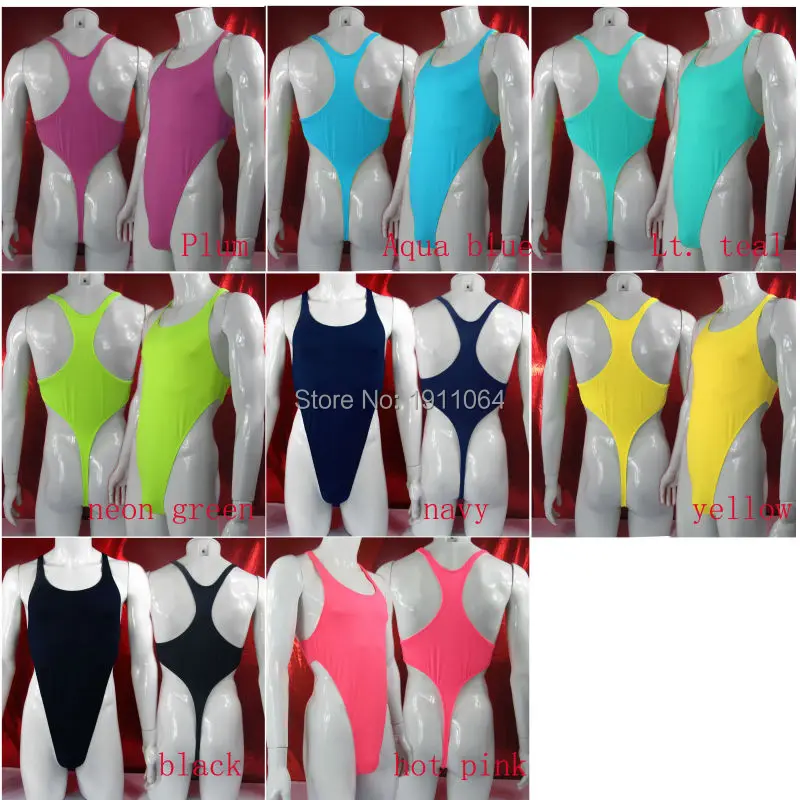 

Mens Thong Bodysuit Stretchy High Cut Racer Back Jersey Spandex G428B