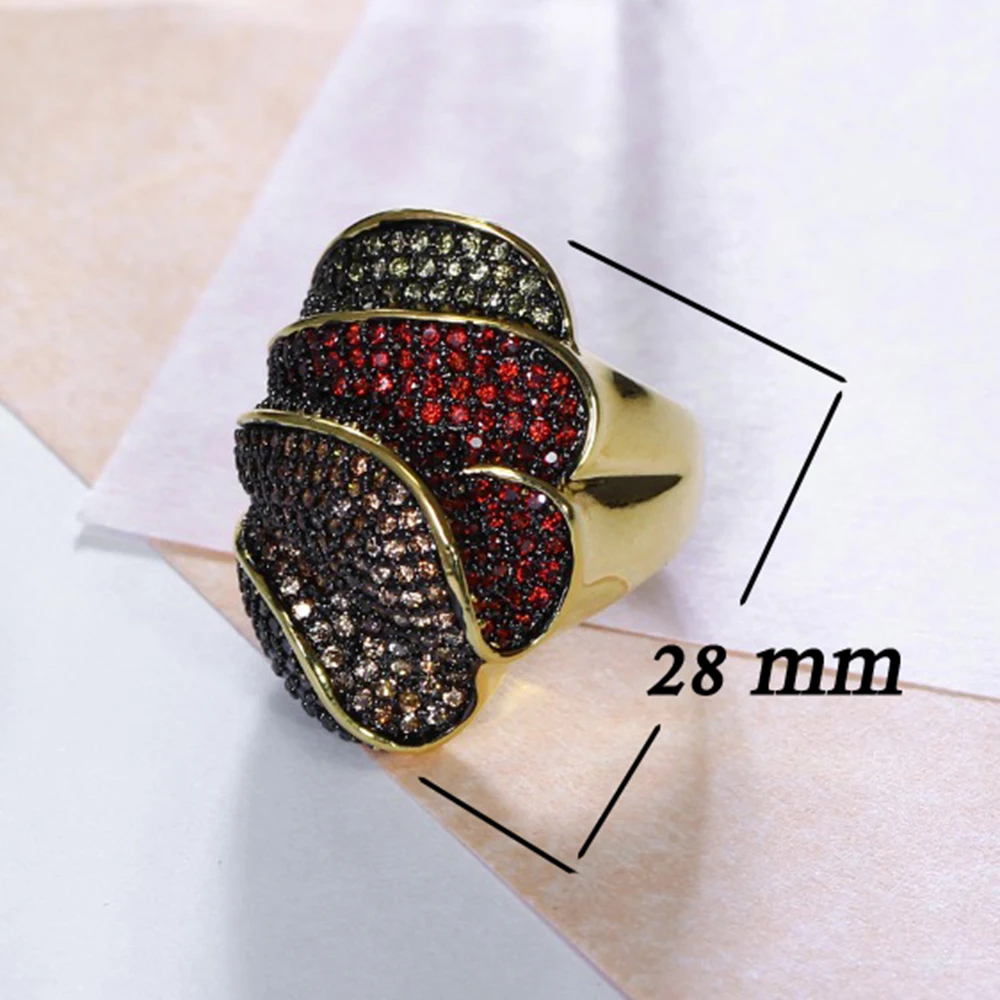 Colorful crystal big ring bijuteria feminina fashion Jewelry Gold Multi color Ring\'s for party Stunning Luxury jewellery