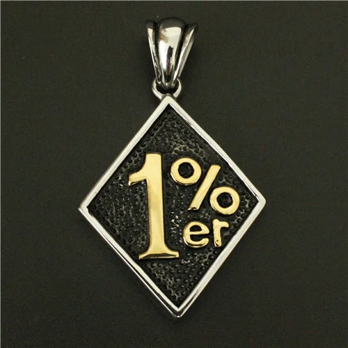 23g Newest Golden Fashion 1%ER Pendant 316L Stainless Steel Polishing Cool Men Golden Biker Pendant