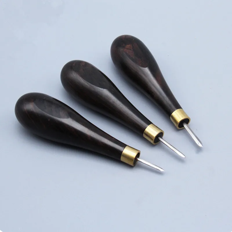 1 PCS DIY Leather Craft Sandalwood Rhombus Leather Reaming Awl Cone Spacing Leather Tool Punch Awl Tool