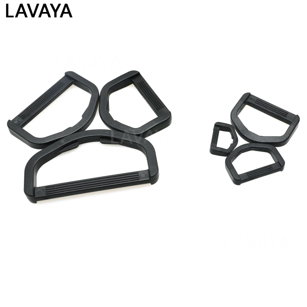 10pcs Plastic D-Ring Buckles For Hooks Backpack Straps Webbing Ring 12mm~50mm Black