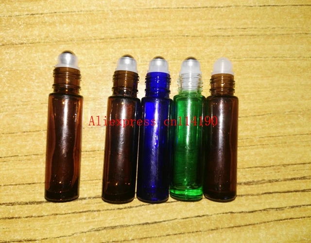 250pcs/lot Free Shipping Colorful10ml 1/3oz Thick ROLL ON Glass Bottle Fragrances ESSENTIAL OIL bottle Roller Ball 1000pcs/lot