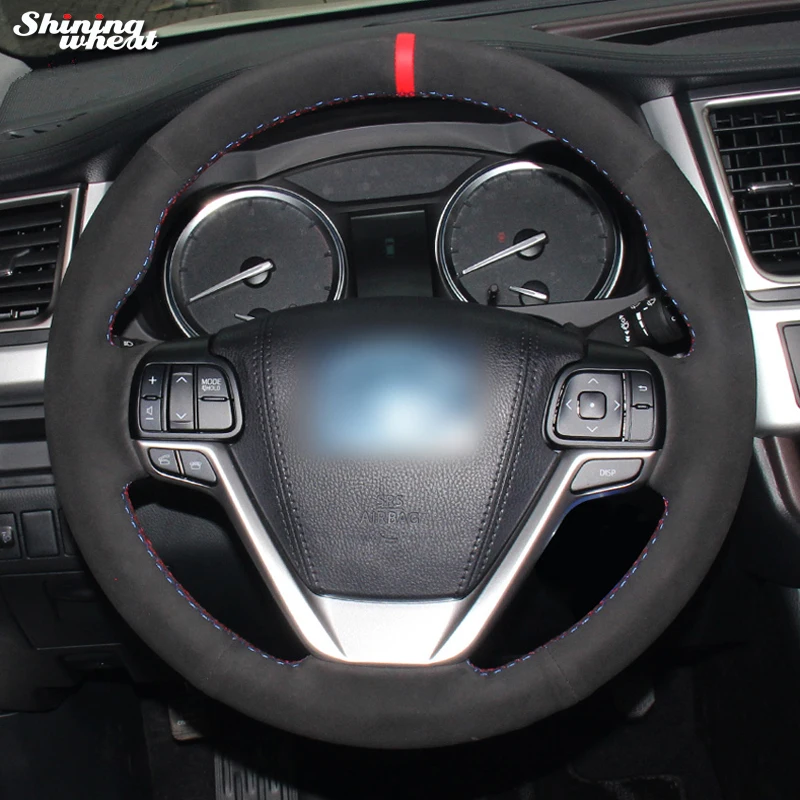 

Shining wheat Black Suede Car Steering Wheel Cover for Toyota Highlander 2015 2016 2017 Sienna 2015-2017