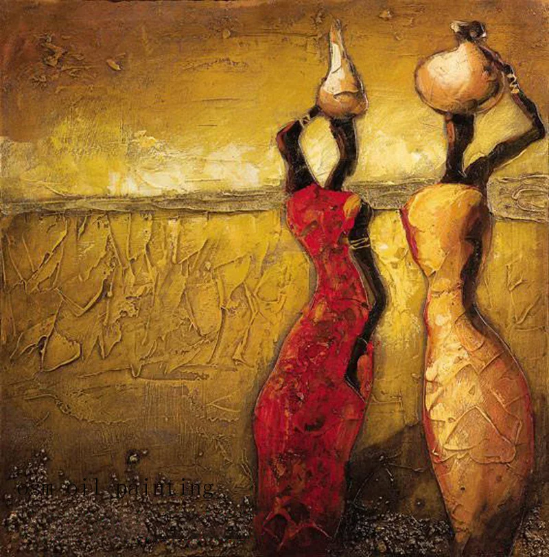 

Top Skill Artist Hand Painted High Quality Africa Woman Life Figure Oil Painting on Canvas Beautiful Artwork for Home Decor