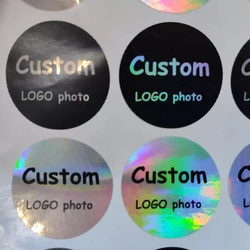 100, Silver laser Customized text logo, Wedding Stickers, Invitations Seals, Candy Favors Gift Boxes Labels, holographic sticker