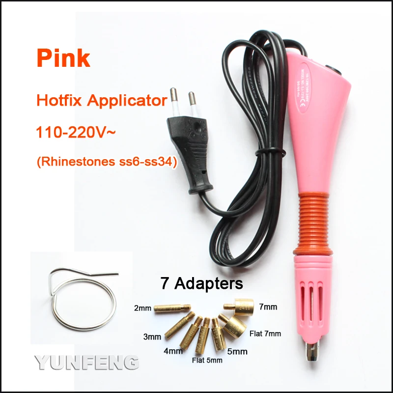 Hot Sale Fix Applicator Pink White Wand Gun For Hotfix Rhinestones Iron-on Tools Set Free Shipping