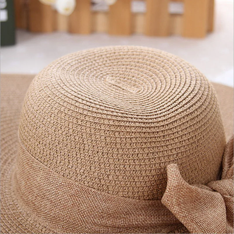 2017 HOT Style summer large brim straw hat adult women girls fashion sun hat uv protect big bow summer beach hat free shipping