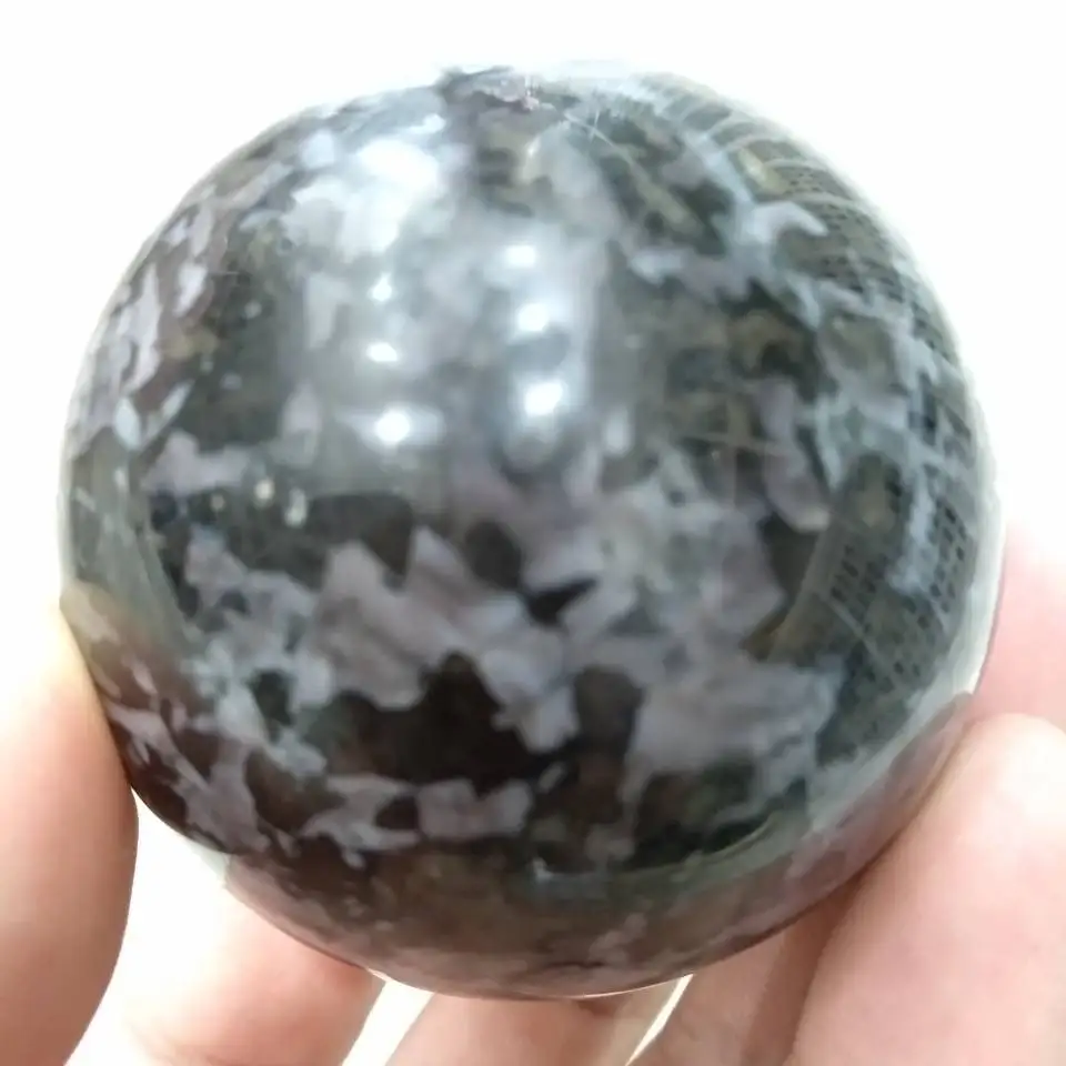 NATURAL GABBRO POLISHED SPHERE BALL 50-60mm FROM MADAGASCAR CALCIUM PLAIOCLASE