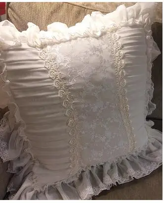princess style white lace pillowcase cushion cover 60x60/70x70cm