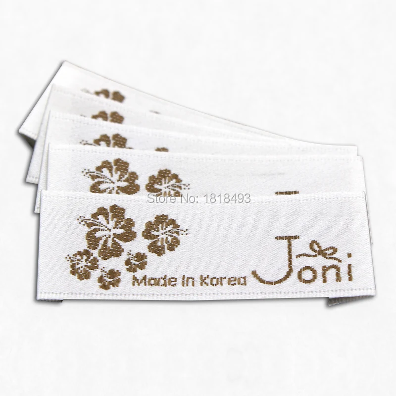 Clothing Embroidered Satin Labels, Garment Collar Damask Label with Cut, Clothing Woven Tags, 1000 PCs/Lot, Free Shipping