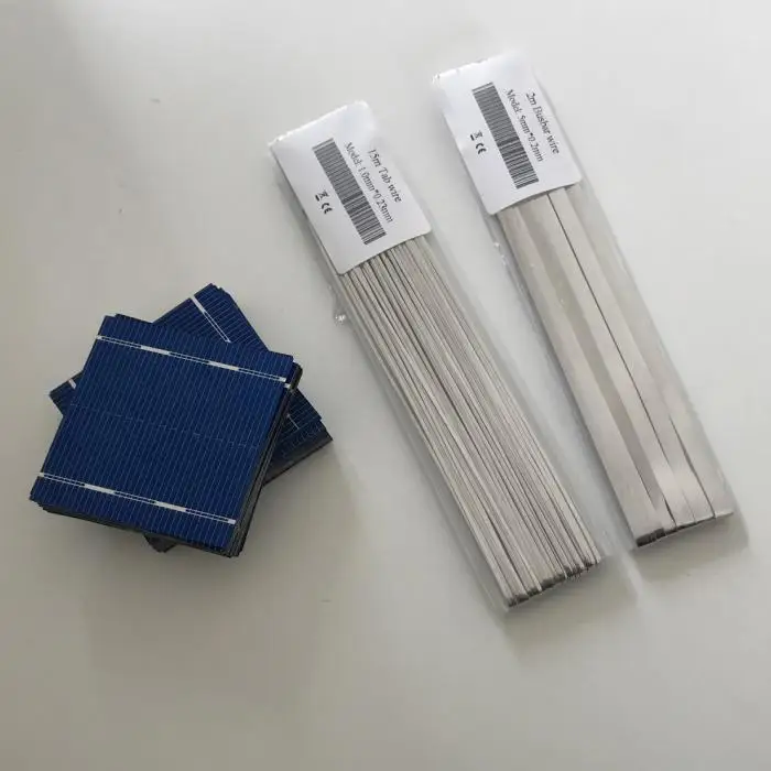 ALLMEJORES 40pcs 52mmx52mm polycrystalline solar cells  0.43W 0.5V  For DIY Solar panel kits Give Tabbing wire Busbar wire