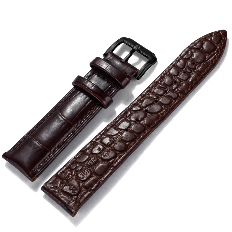 12 14 16 18 20 22 24 mm Leather Black Dark Brown Pink White Classic Alligator Grain Watch Band Strap Belt For Rolex Omega IWC