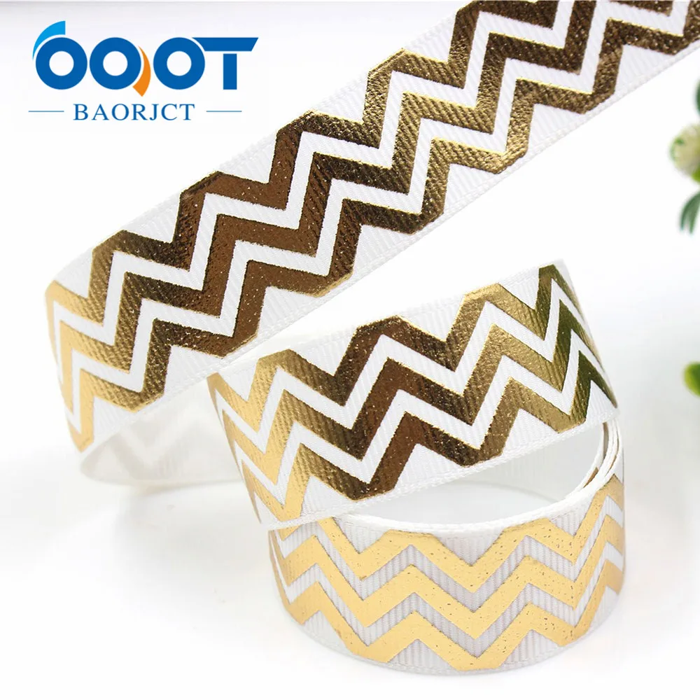 OOOT BAORJCT G-18525-275,22 mm 10 yard Hot stamping Ribbons Thermal transfer Printed grosgrain Wedding Accessories DIY materials