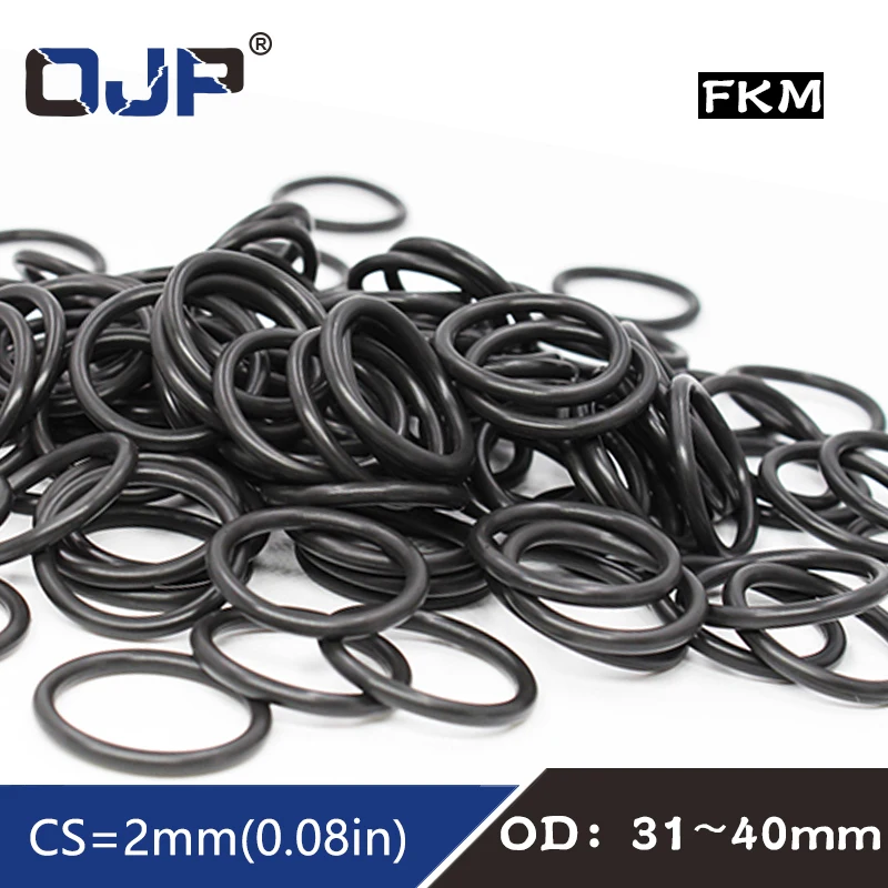 5PCS Fluorine rubber Ring Black FKM O ring Seal OD31/32/33/34/35/36/37/38/39/40*2mm Rubber O-Ring Seal Oil Ring Gaskets Washer