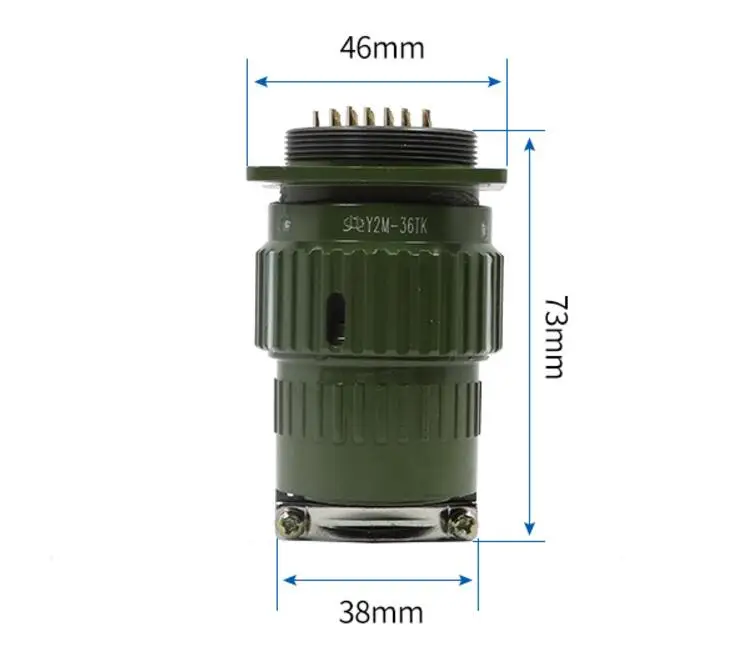 Olive Metal Shell 4/19/36/50/65 Pins Circular Connector AC 300V