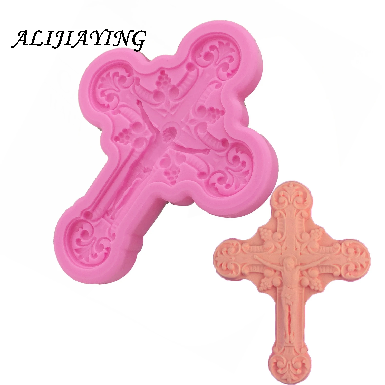 Jesus on the cross silicone mold for confectionery chocolate fondant cake decoration baking molding tools D1042