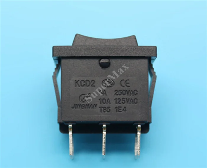 50pieces 21*15mm KCD2 202 black AC swicths 6pin 3 position on off on electrical rocker switch for electronic equipment 6A 10A