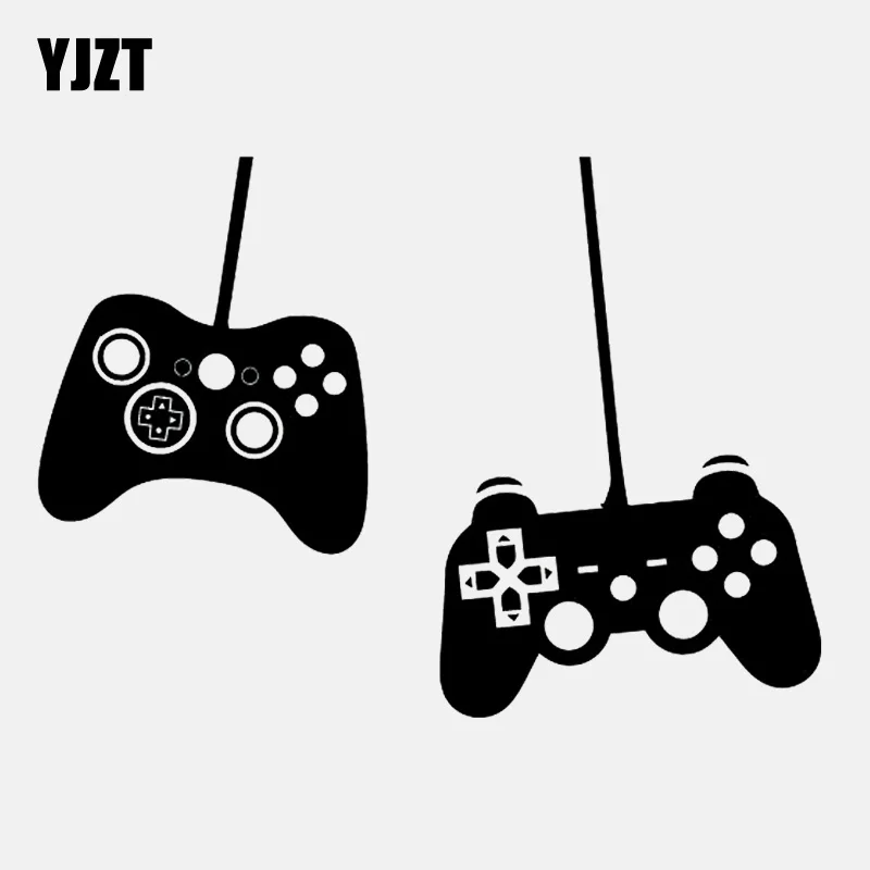 YJZT 14.2CM*10.1CM  Gamer Player 2 Game Controllers Vinyl Black/Silver Car Sticker C22-0354