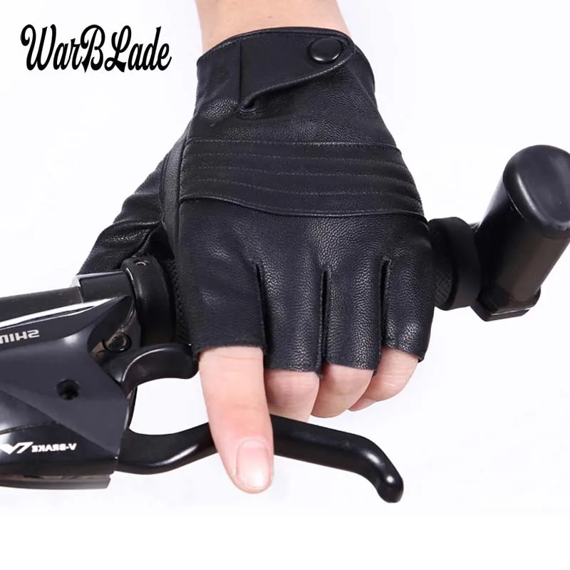 WarBLade PU Leather Fingerless Gloves Men Women Fashion Driving Gym Gloves Half Finger Tactical Gloves Black Guantes Luva Gloves