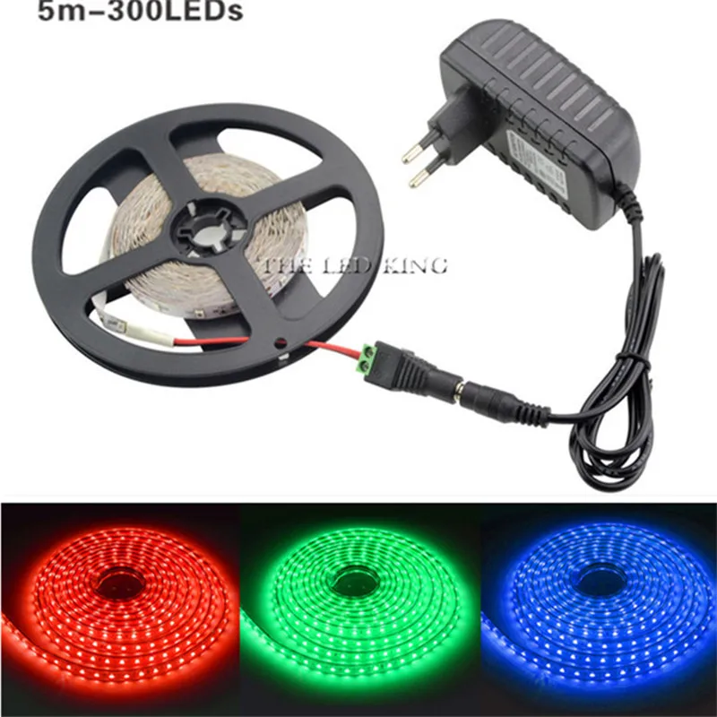 Smd Rgb Led Strip Licht 2835 1M 2M 3M 4M 5M Led Licht Rgb Leds tape Lint Flexibele Controller Dc 12V Adapter Set Rood Blauw Groen