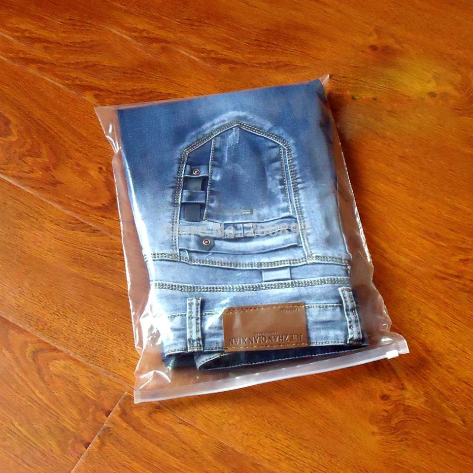 

zipper top PE clear plastic bag for packing jeans clothing 35*27cm 100pcs lot