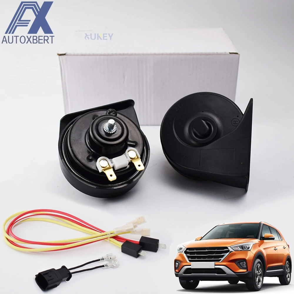 2PCS Snail Horn 12V 110-125db 410/510Hz Car Horn Waterproof Loud High Low Pitch Auto Horns For Hyundai Creta ix25 2014-2020