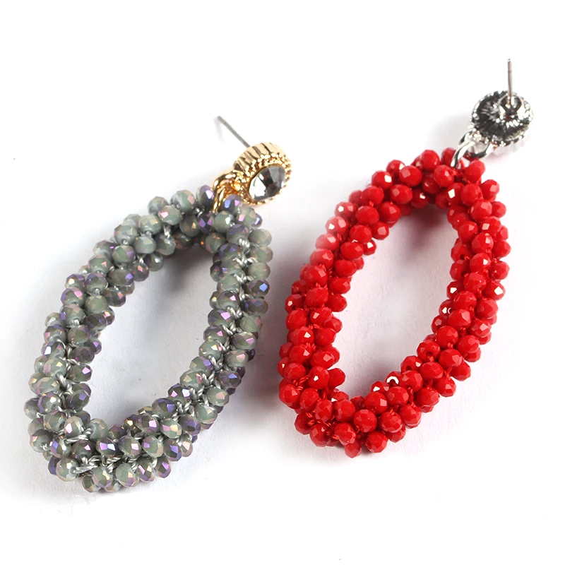 2017Fashion Bohemian crystal Long Earrings Unique Natural Traditional Crafts Knitting Large Earrings Women\'s Fine Jewelry Gifts