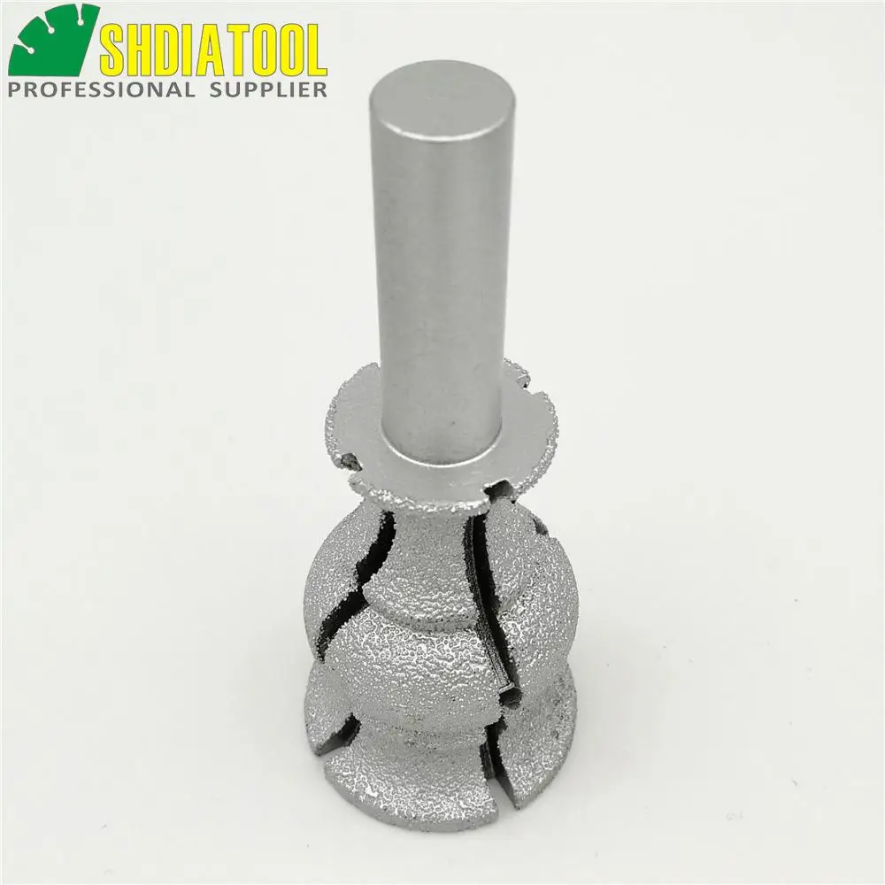 SHDIATOOL No.28 Vacuum Brazed Diamond Router Bits With 1/2" Shank For edge profiling/cutting Router Cutter For Granite Marble T1