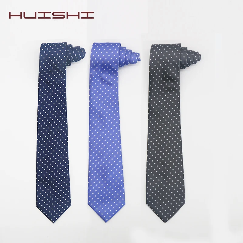 

HUISHI 8 cm skinny fashion dot ties for men slim polyester cravat neckties gravatas mens